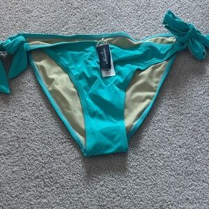 Swimsuits For All Turquoise and Cream Bikini Bottom